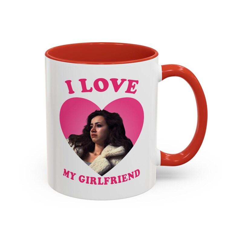 I love my girlfriend Priscilla Delgado as Angel retro heart Mug, Priscilla Delgado as Angel Design Accent Ceramic Mug, (11oz) image 5