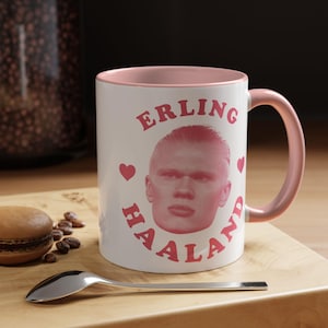 Pink Erling Haaland Mug, Erling Haaland Design Accent Ceramic Mug, (11oz)