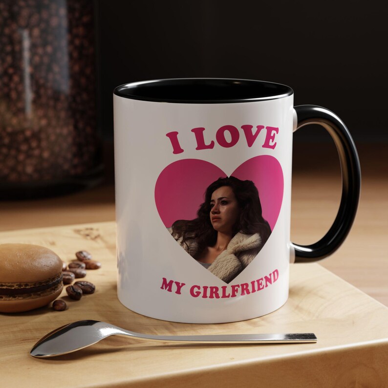I love my girlfriend Priscilla Delgado as Angel retro heart Mug, Priscilla Delgado as Angel Design Accent Ceramic Mug, (11oz) image 8