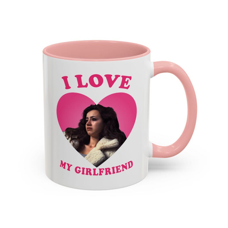 I love my girlfriend Priscilla Delgado as Angel retro heart Mug, Priscilla Delgado as Angel Design Accent Ceramic Mug, (11oz) image 12