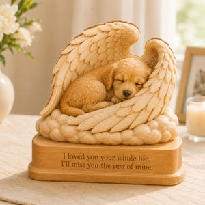 Personalized Pet Memorial Wooden Block, Dog Loss Sympathy Keepsake, Angel Wings Wooden Decor, Dog Loss Sympathy Gift, Pet Remembrance Decor