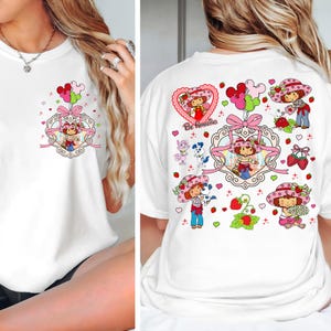 Jolie fille coquette aux baies avec noeud Png, Amis aux fraises personnages Png, Enfant de dessin animé fille douce aux baies, Meilleur ami pour toujours, Ami de vacances png