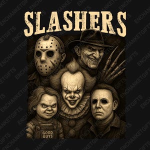 Slashers Png, Retro Halloween Png, Horror Characters Png, Horror Movie Png, Scary Movie Sublimation Png, Halloween Graphic Trendy