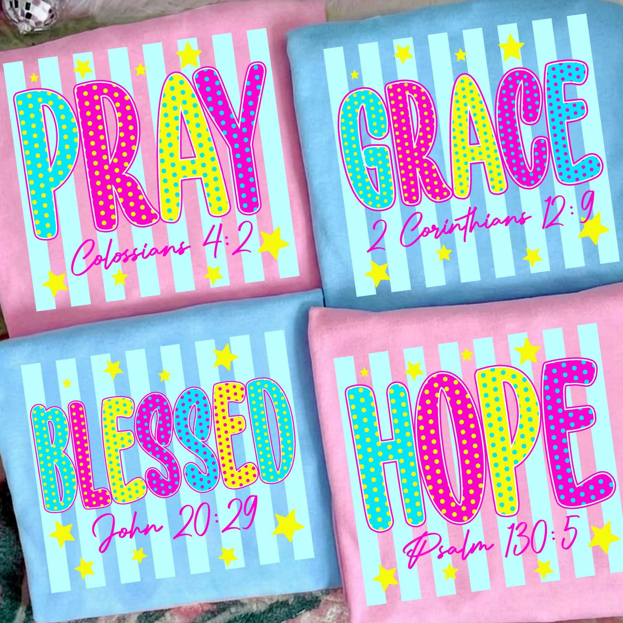 Neon Striped Bible Png Bundle, Grace Joy Pray Believe Design, Jesus ...