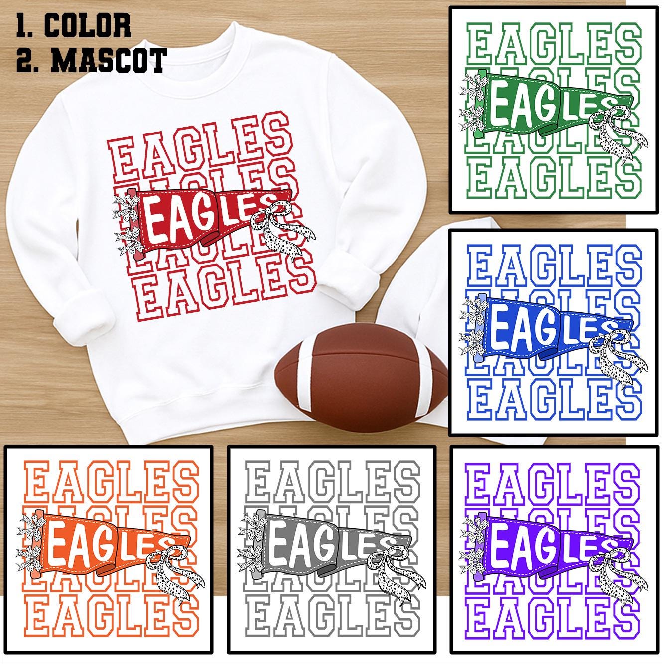 Colorful School Team Flag Png Bundle, Pennant Flag Png, Game Day Png, Sport/School/Teacher Team Png, Pennant Mascot Png, School Spirit Png