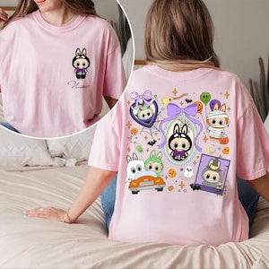 Bundle di bambole mostro con arco e specchio personalizzate in formato PNG, bambola mostro Coquette Horror Friends in formato PNG, stagione spettrale in formato PNG, personaggi dei cartoni animati di Halloween in formato PNG