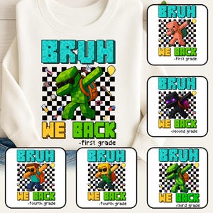 Personalized Gamer Back To School Png Bundle, Bruh We Back Png, Gamer Boy Png, Preppy First Day Of School, Boys School Png, Checkered Design
