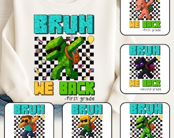 Personalized Gamer Back To School Png Bundle, Bruh We Back Png, Gamer Boy Png, Preppy First Day Of School, Boys School Png, Checkered Design