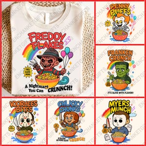 Halloween Character Cereal Png Bundle, Funny Cereal Killers Png, Halloween Horror Characters Png, Spooky Season, Halloween Scary Movies Png