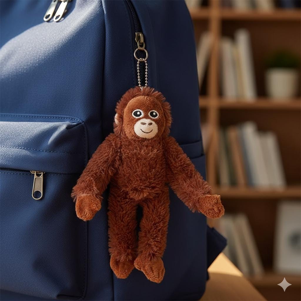 No.80 タッセルキーホルダー＊オルテガ クッションタグ✨ハンドメイド✨ Orangutan Plush Keychain, Animal Bag Charm, Viral Orangutan Plush