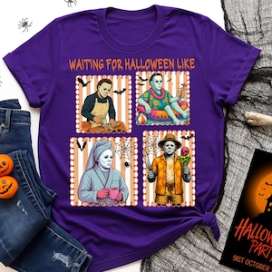 Waiting For Halloween Like Png, Horror Character Daily Life Png, Horror Movie Killer Png, Preppy Halloween Shirt Png, Spooky Season Design
