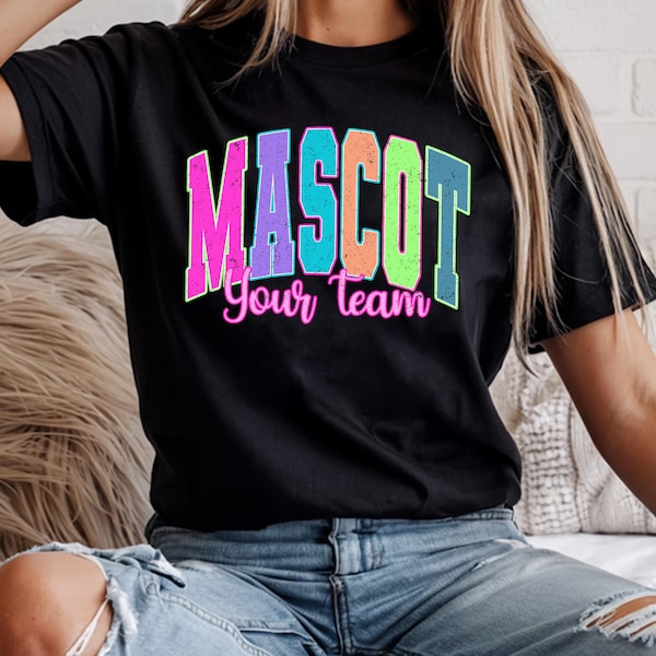 Custom Mascot Your Team Png, Varsity School Png, Neon Distressed School Png, Sport Team/School Png, Colorful Mascot Team, School Spirit Png