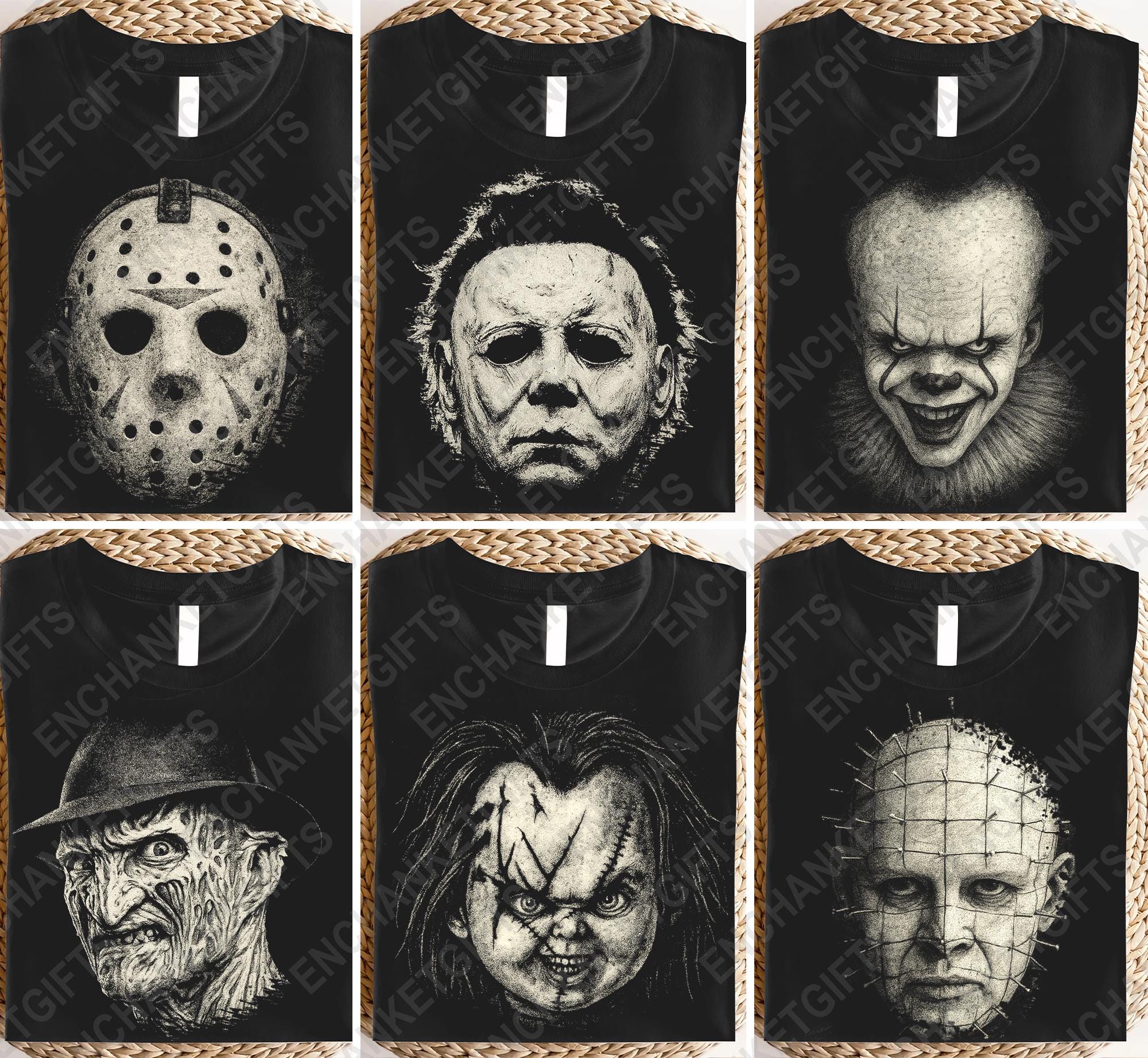 Retro Killers Face Png Bundle, Halloween Horror Friends Png, Scary Movies, Spooky Season, Trendy Halloween Png, Series Killer Halloween Png