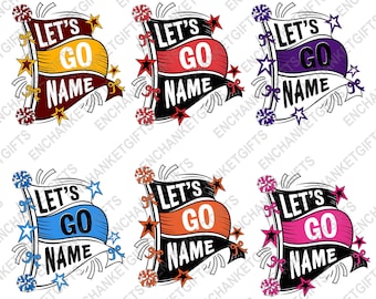 Custom Let&#39;s Go Flag Png Bundle, Game Day Png, Sports Team/School/Teacher Png, Retro Pennant Cheer Png, School Spirit Png, Mascot Team Flag