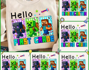 Gamer Back To School Png Bundle, Hello Kindergarten Png, Gamer Boys, Preppy First Day Of School, 1st/2nd/3rd/4th/5th Grade, Boys Back School