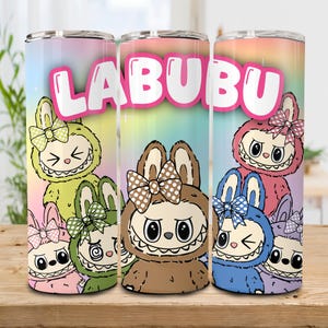 Zabawna postać z kreskówki 20oz Skinny Tumbler Wrap PNG, Trendy różowy projekt postaci z kreskówek, Idealny prezent dla dzieci Png, Natychmiastowe pobieranie