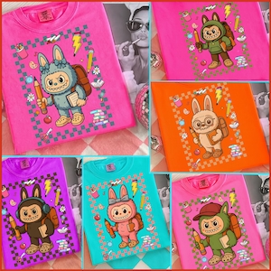 Doll Cartoon Back To School Png Bundle, Perfect Gift for Kids, Cartoon School, First Day Of School, Kawaii Monsters Clipart, Checker Design