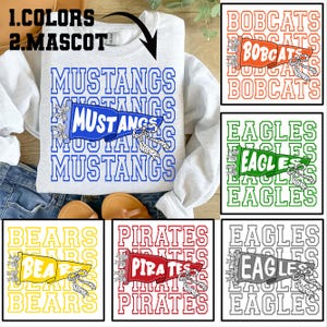 Custom Colorful Mascot Team Flag Png Bundle, Pennant Flag Png, Game Day Png, Eagles Pirates Bears Mustags, School Spirit Png, Sport Team Png