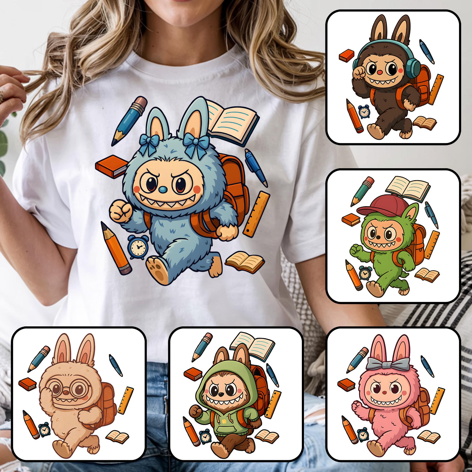 Doll Cartoon Back To School Png Bundle, Perfect Gift for Kids Png, Cartoon School Shirt Design, First Day Of School, Kawaii Monsters Clipart