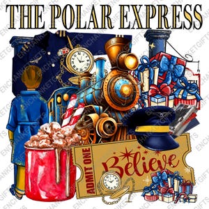 All Aboard Admit One Believe Png, Funny Christmas Png, Movie Characters Xmas, Christmas Movie Png, Retro Christmas Png, Merry Christmas Png