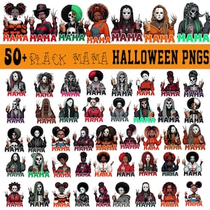 50+ Mama Spooky Clipart Bundle, Black Girl Halloween PNG, Mama Horror Digital PNG, Killers Mama Png,Mom Horror Characters TShirt Tumbler PNG
