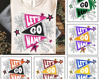 Personalized Let&#39;s Go Flag Png Bundle, Game Day Png, Sport Team/School/Teacher Png, Retro Pennant Cheer Png, School Spirit, Mascot Team Flag