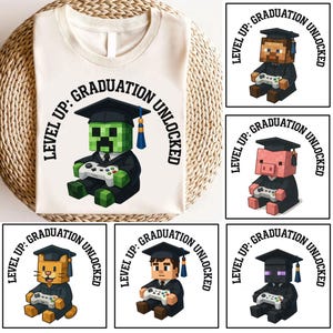 Bundle Graduation Gamer 2025 Png, Level Up Graduation Unlocked Png, Senior Graduation Png, Game Characters Grad 2025 Png, Pixel Gaming Png