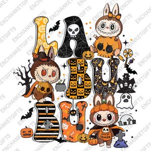 Monster Doll Horror Friends png, horror stripfiguur png, kawaii monsters clipart, spookachtig seizoen png, pompoen png, trendy pop halloween