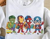 Superhero Back To School Png, Trendy Cartoon Kids Kindergarten Pre-k Png, School For Boys Png, School Boys Png, Cartoon First Day Of School
