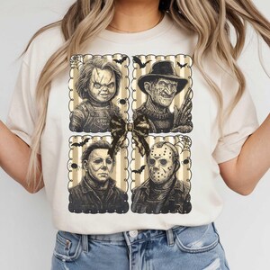 Coquette Halloween Png, Horror Movie Png, Horror Characters Png, Trendy Halloween Bow Png, Spooky Season, Preppy Halloween Sublimation Png