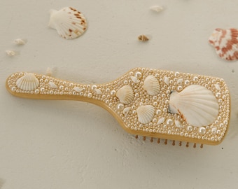 Sea Shell Pearl Hairbrush, Mermaid Brush