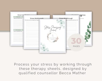 Stress Processing Therapy Journal | 30-Page Printable Mental Health Workbook | Anxiety, Overwhelm & Emotional Regulation PDF