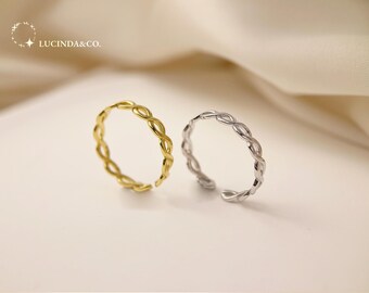 Verstelbare sterlingzilveren ring – moderne gedraaide minimalistische band – dagelijks sieradencadeau