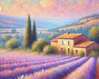 Provence France Canvas – Lavender Field Wall Art, Rustic Travel Print, Countryside Decor