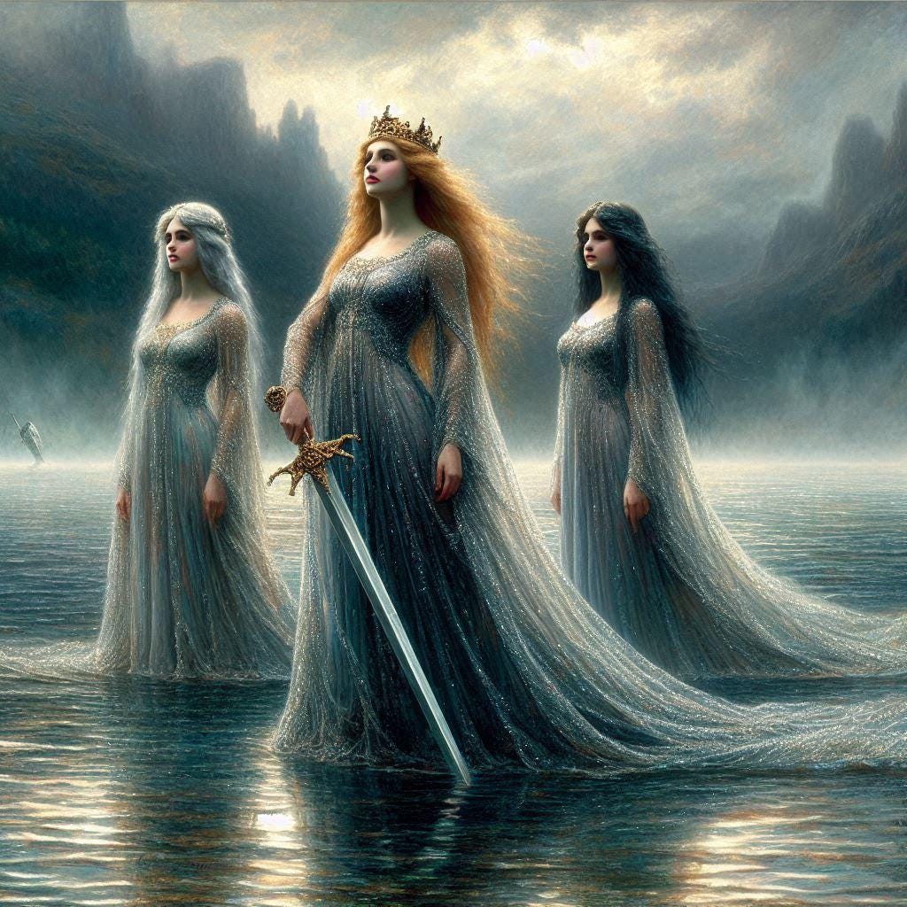 Mithian Arthurian Princesses Canvas – Dreamy Watercolor Wall Art – Mythical ...