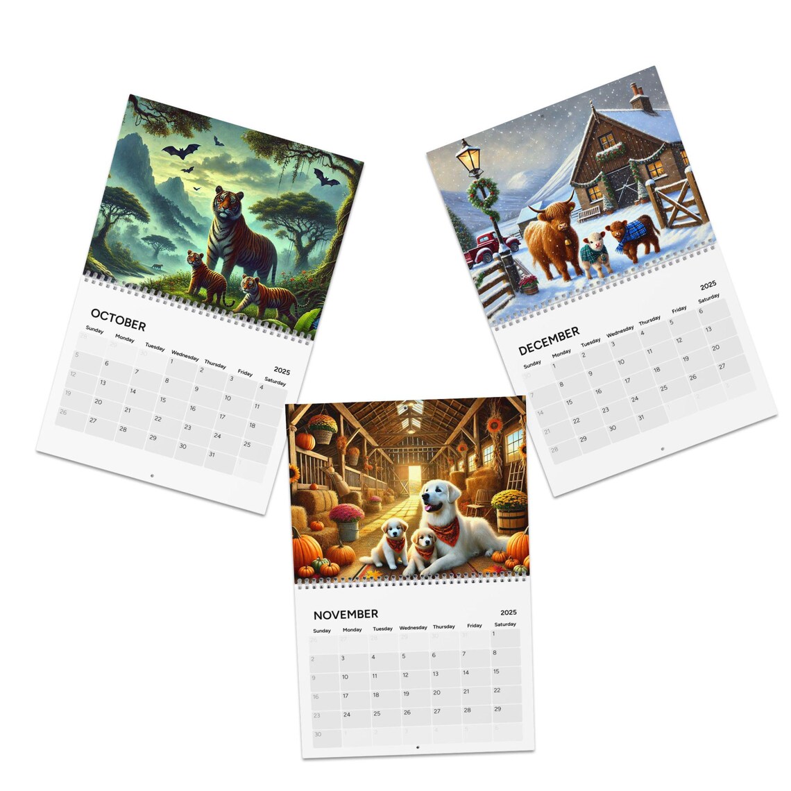 Animals 2025 Wall Calendar Etsy