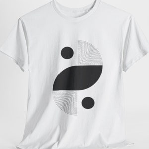 Modern Yin Yang Tee - Creative Minimalist Line Art Abstract Shapes Shirt