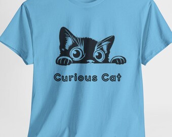 Peeking Cat T-Shirt: Minimalist Kitten Line Art Gift
