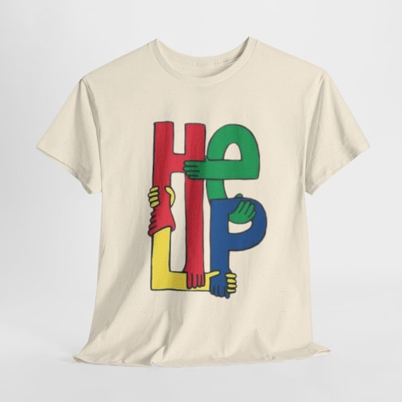 Colorful Help Design Shirt Unity and Support Typography Graphic