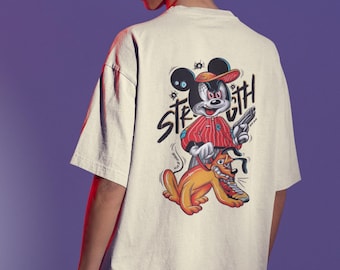 T-shirt Gangster Mouse: T-shirt met urban graffiti-afbeelding