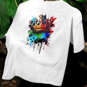 Vibrant Crown Art Gift, Colorful Splatter Design for Birthdays, Holidays, and Modern Artistic Home or Apparel Decor