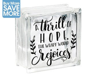 glass block etc. crafting Choose the size . Perfect for car windows Glass Block Not Included Merry and Bright Decal