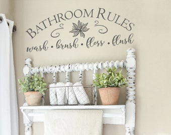 Bathroom Wall Decor- Farmhouse Bathroom Decor- Bathroom Wall Art- Bathroom Sign/ Bathroom Rules Sign Wall Decal