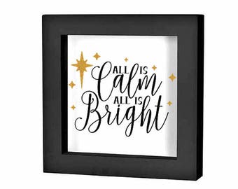 Christmas Shadow Box Decal Christmas Decoration "All is Calm All is Bright" Christmas Charger Plate Decal Holiday Sign Sticker DIY Christmas