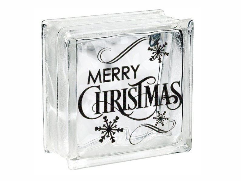 Merry Christmas Vinyl Decals/ Glass Block Decals/ Glass Block Etsy