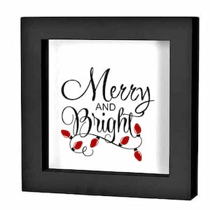 Christmas Shadow Box Decal Christmas Decoration Merry and Bright Vinyl Decal Holiday Sign Christmas Decal Holiday Plate