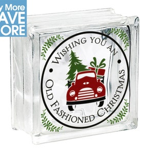 Glass Block Decals/ Christmas Vinyl Decals / Vintage Christmas Decoration Red Truck Vinyl Decal/ Glass Block Sticker