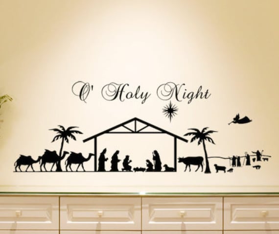 Nativity Scene Nativity Set Christmas Decor Wall Decal O Holy | Etsy