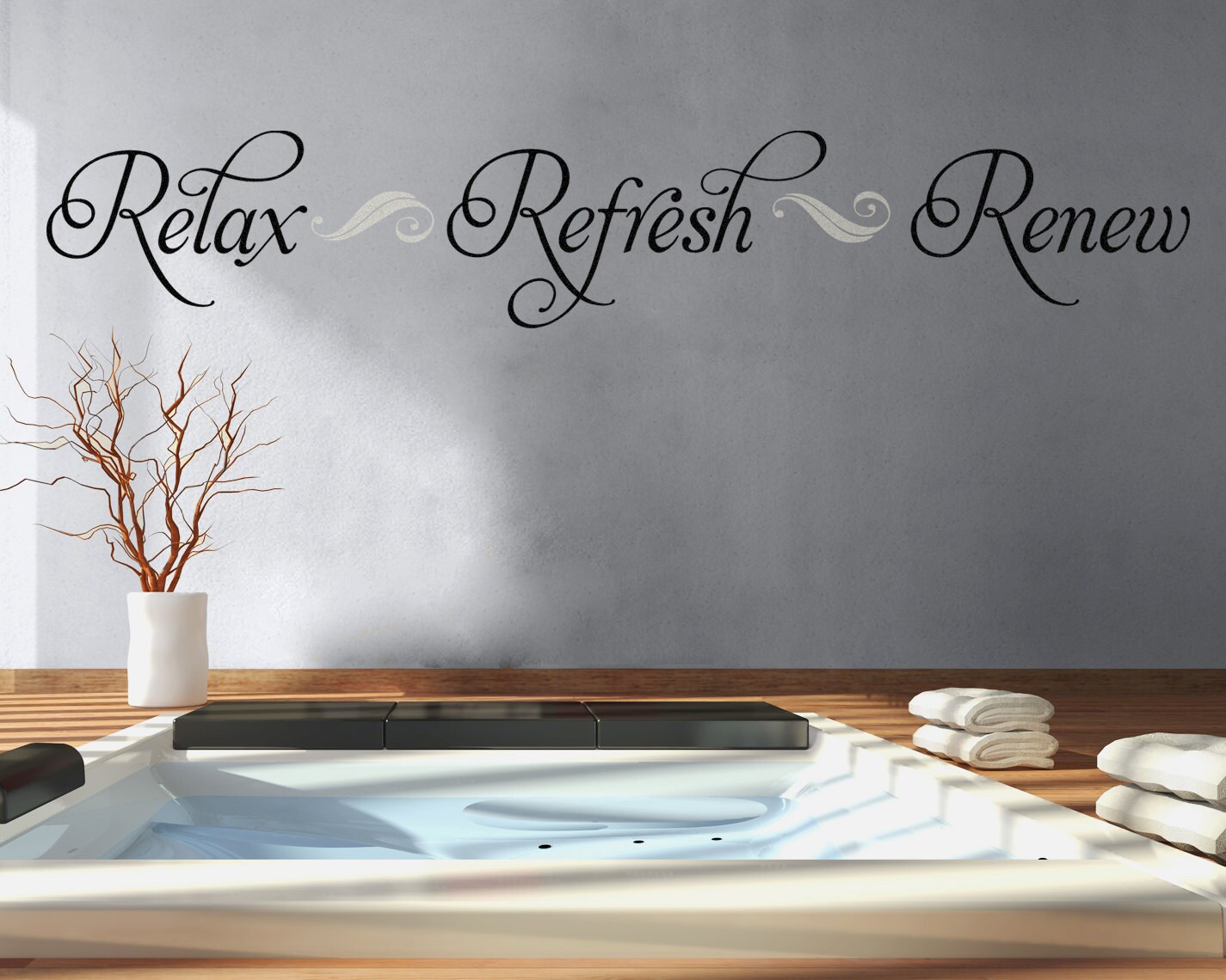Home & Living Bathroom Home Decor Relax Refresh Renew Wall Decal