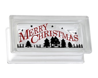 Glass Block Decals/ Christmas Vinyl Decals/ Farmhouse Christmas Merry Christmas Decal / Glass Block Sticker